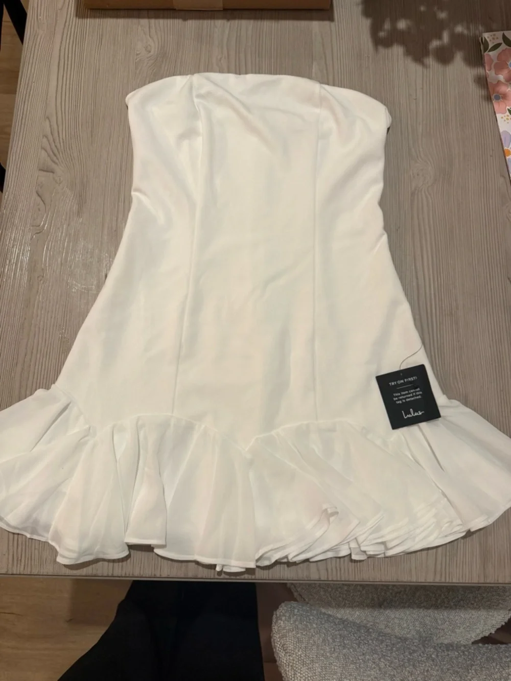Lulu's Strapless White Ruffle Mini Dress - NWT - Picture 3 of 4